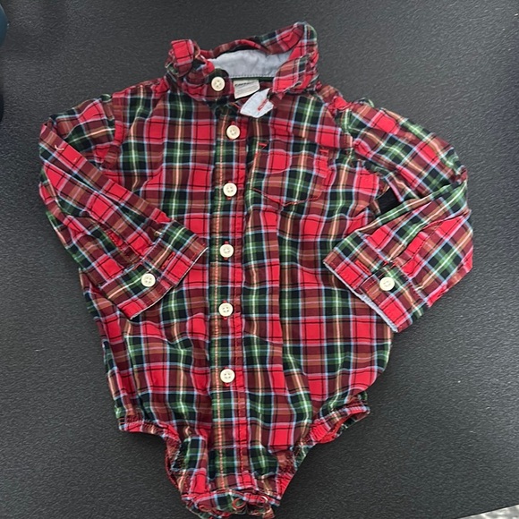 Carter's Red and Green Plaid Baby Bodysuit - Picture 1 of 2